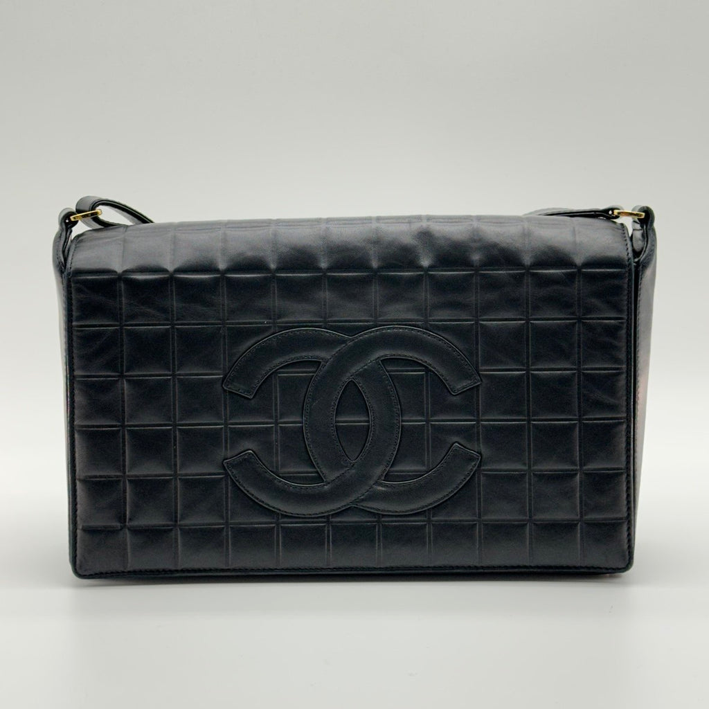 Chanel Choco Bar Quilted Black Leather Shoulder Bag