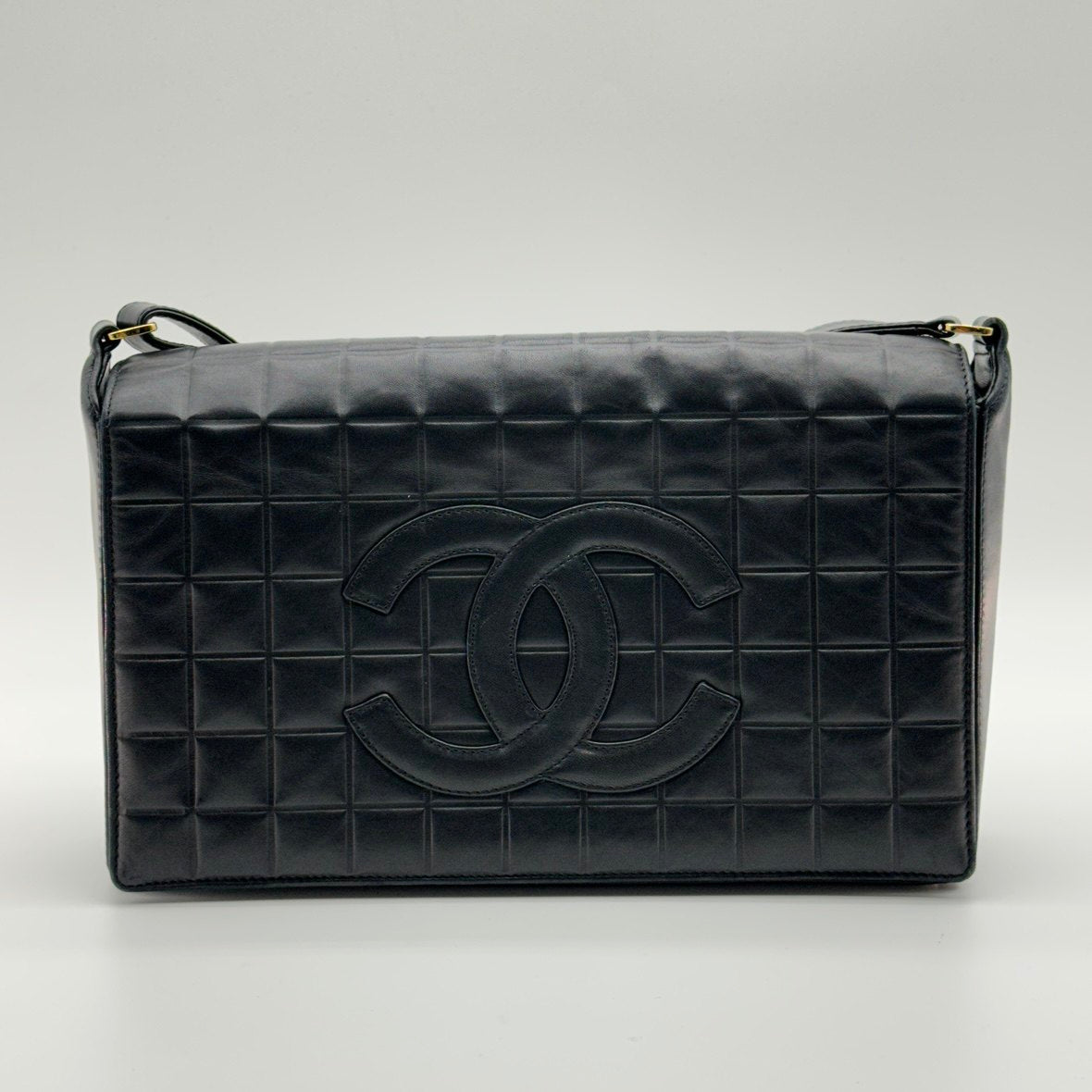 Chanel Choco Bar Quilted Black Leather Shoulder Bag