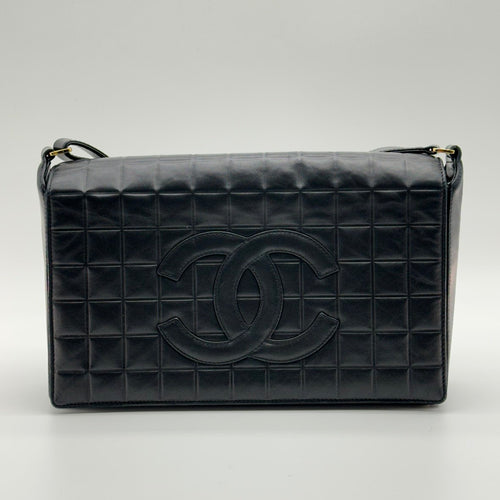 Chanel Choco Bar Quilted Black Leather Shoulder Bag