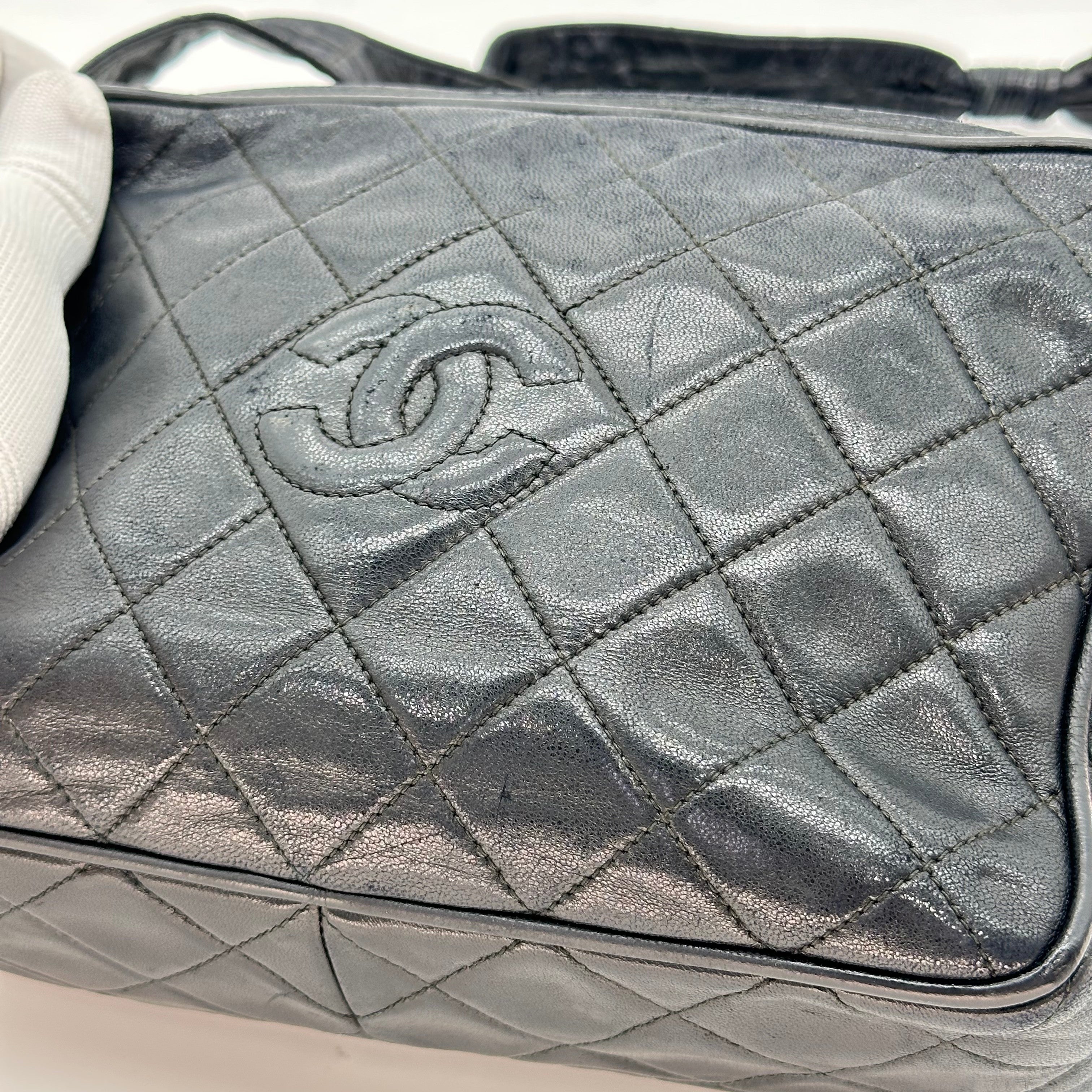 CHANEL Matelassé 2nd Series Camera Bag Lambskin Black Gold Hardware Charm Shoulder Bag