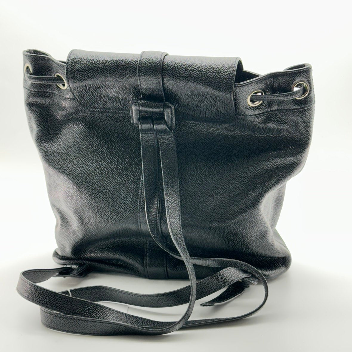 chanel caviar cc backpack black caviar leather