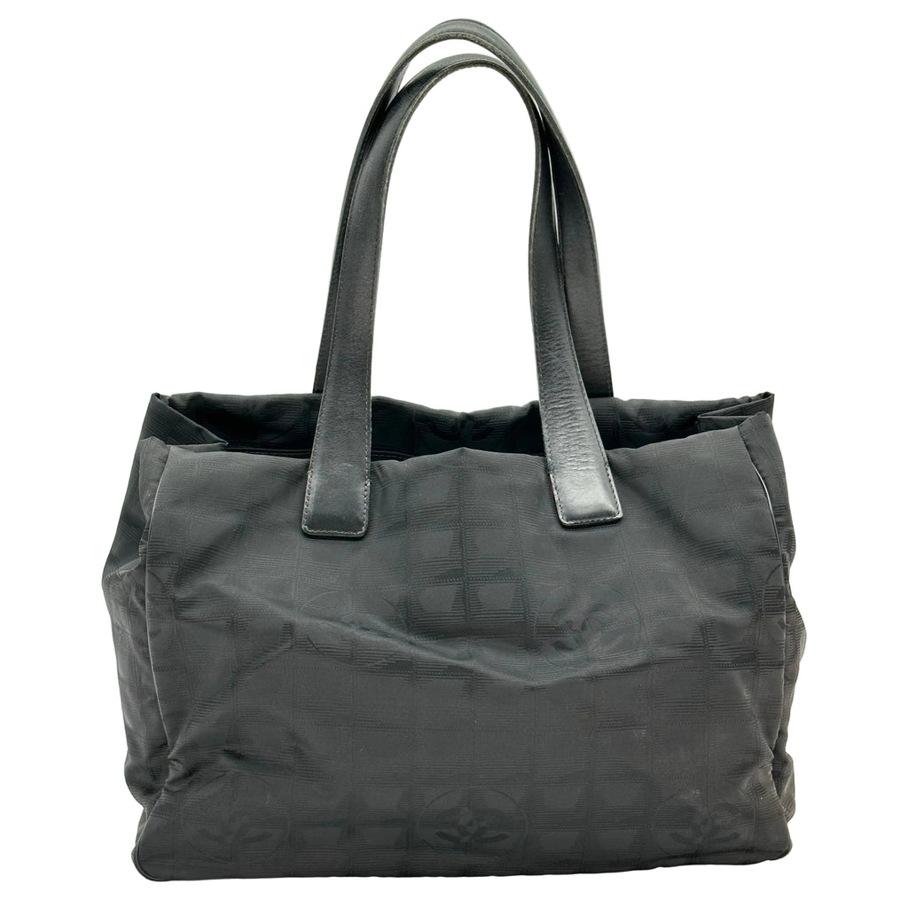 CHANEL Tote Bag leather Nylon canvas Black 6 series