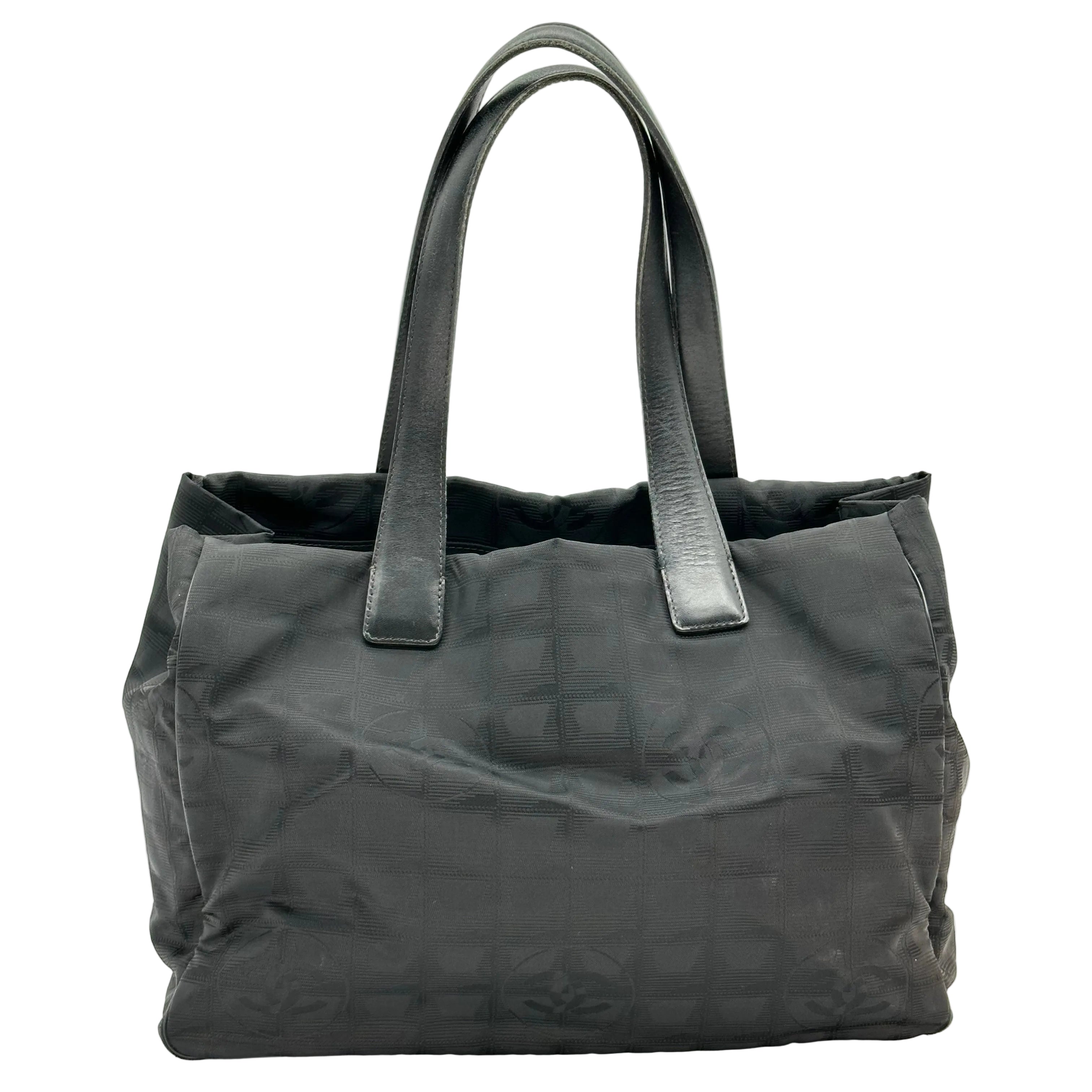 CHANEL Tote Bag leather Nylon canvas Black 6 series
