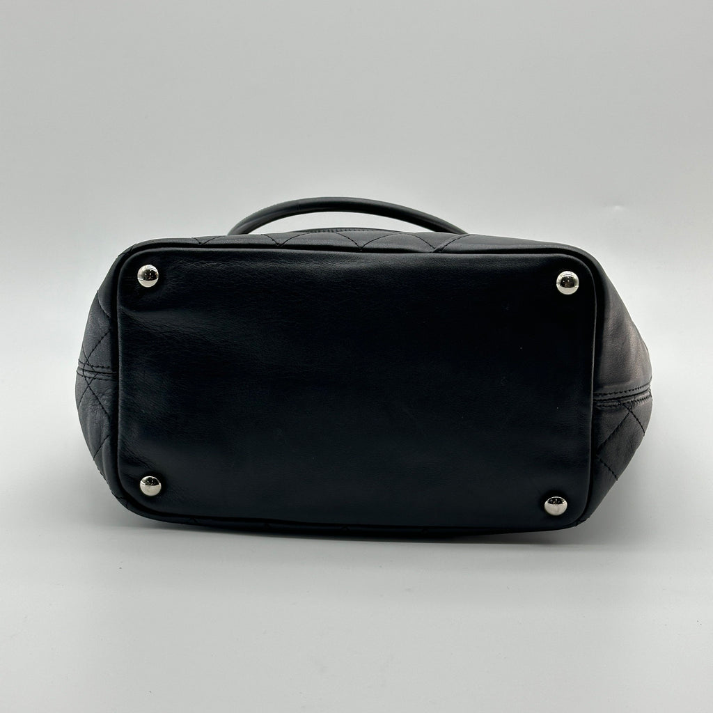 Chanel Cambon Line Lambskin Tote bag Black × White Silver Metal Fittings