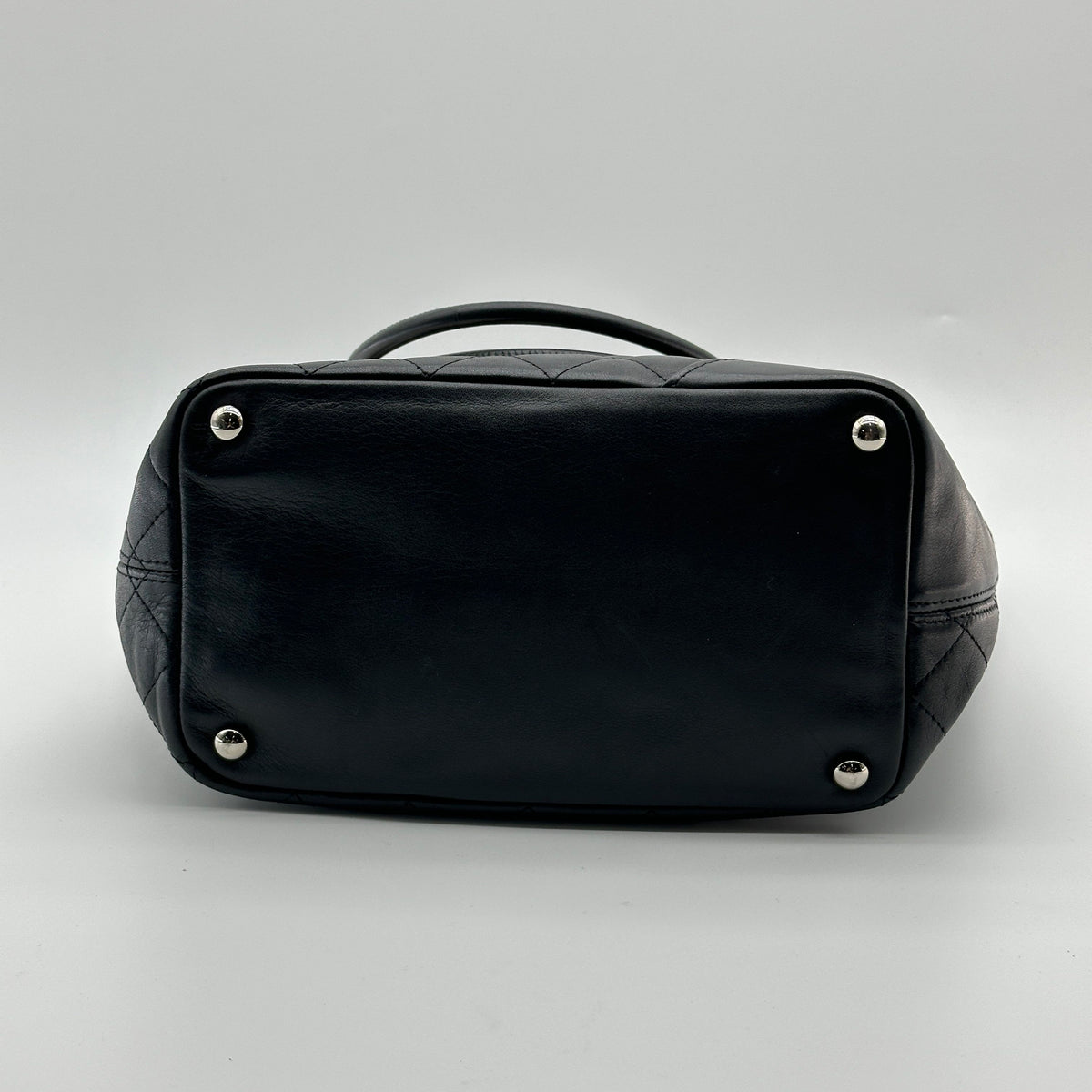 Chanel Cambon Line Lambskin Tote bag Black × White Silver Metal Fittings