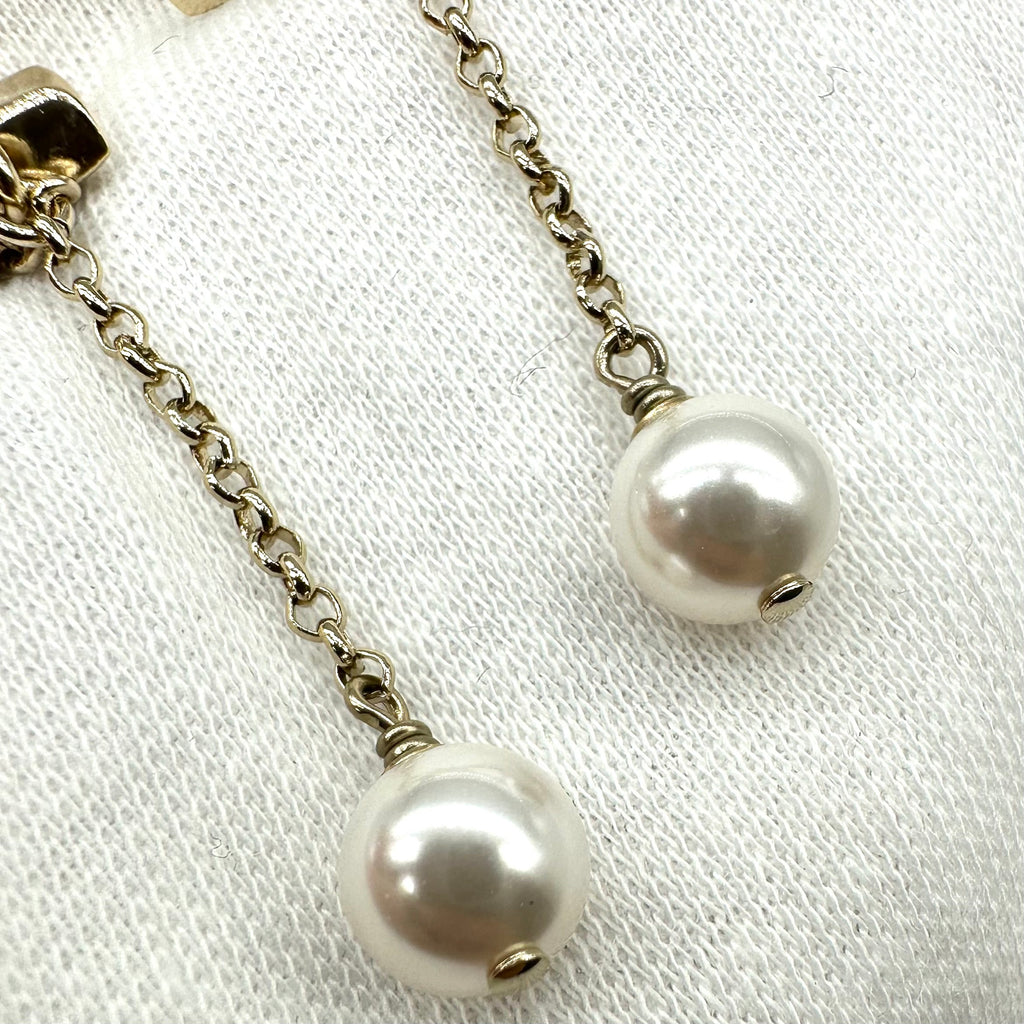 Chanel Star Rhinestone Tassel Stud Earrings with Double CC Logo Gold