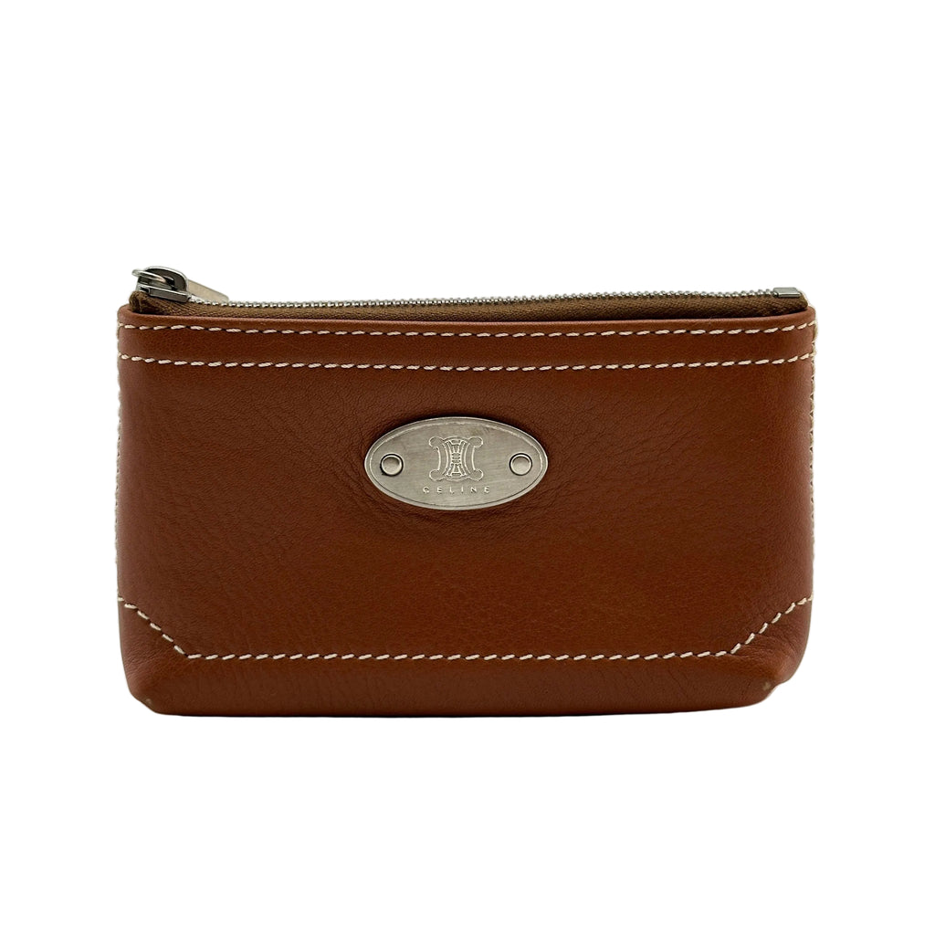 Celine Leather Macadam Logo Brown Coin Case