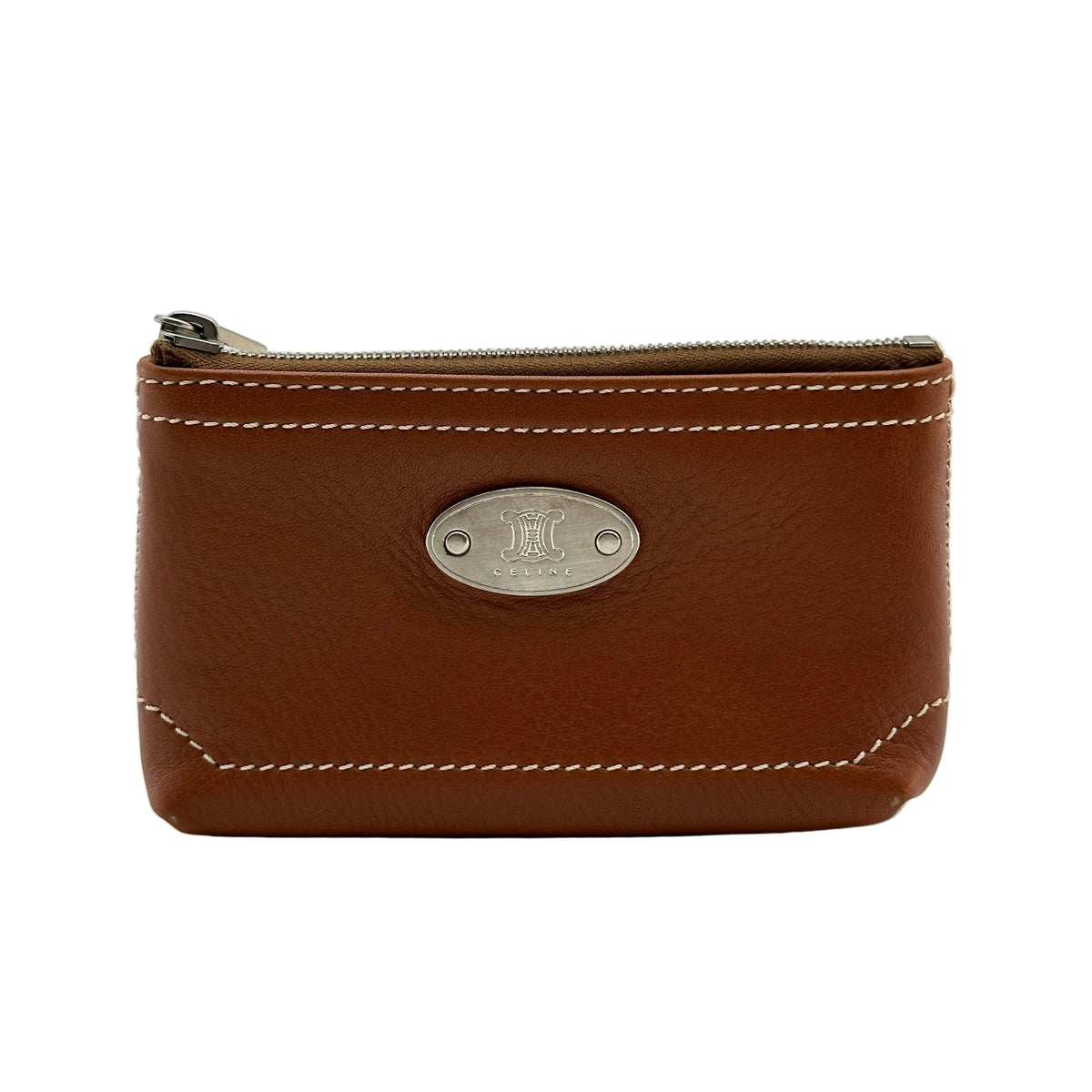 Celine Leather Macadam Logo Brown Coin Case