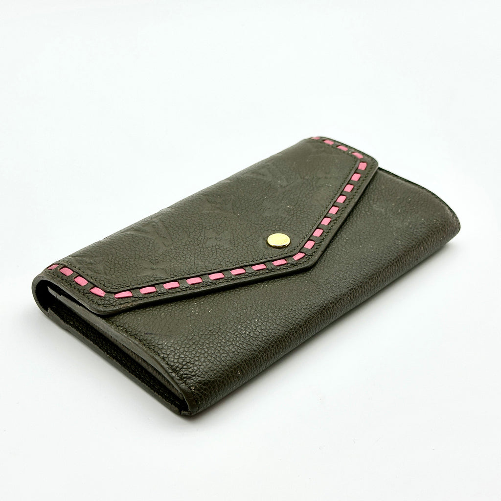 Louis Vuitton Monogram Empreinte Portefeuille Sarah Khaki Long Wallet
