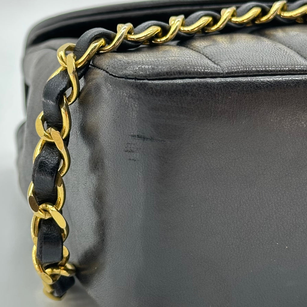 Chanel Vintage Vertical Diana Lambskin Chain Shoulder Bag Black 2 Series