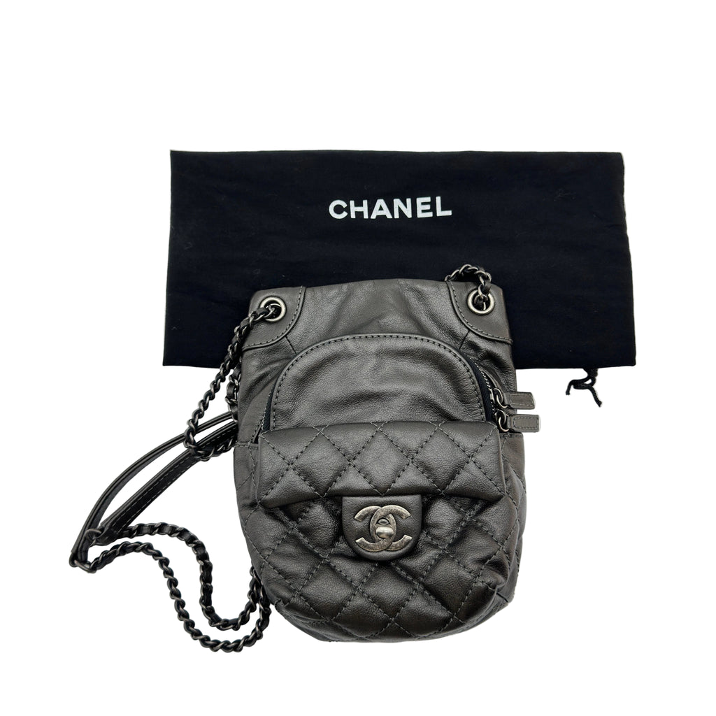 Chanel Quilted Leather Black Chain Shoulder Bag