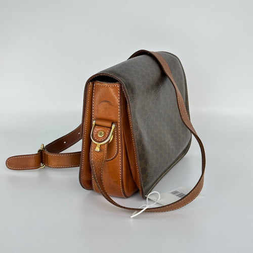 Celine Macadam Blason Triomphe Logo Horse Carriage Hardware Leather Shoulder Bag Pochette Sacoche