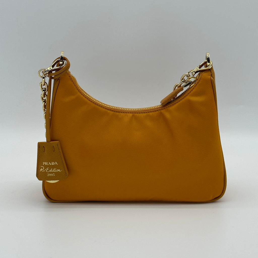 Prada Tessuto Nylon & Leather 2 Way Shoulder Bag Orange