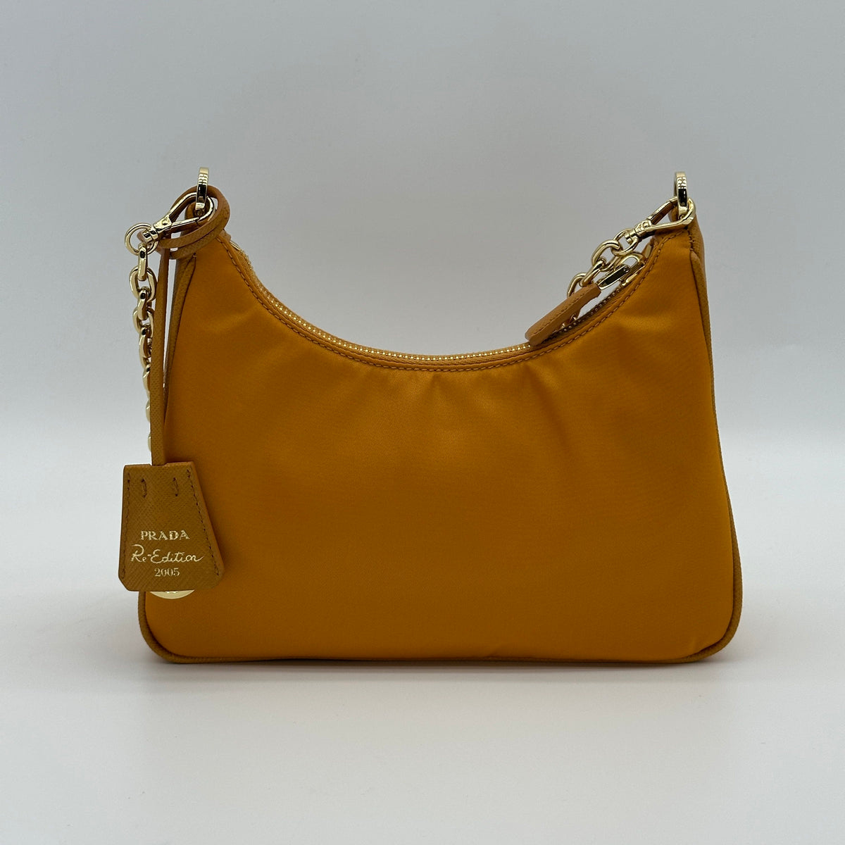 Prada Tessuto Nylon & Leather 2 Way Shoulder Bag Orange