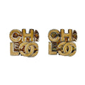 Chanel Earrings 00T Coco Mark Square Alphabet Logo, Silver & Beige