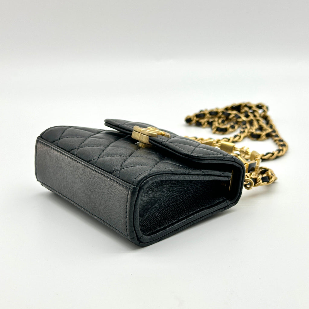 Chanel Quilted Lambskin Trendy CC Mini Black Top Handle Shoulder Bag