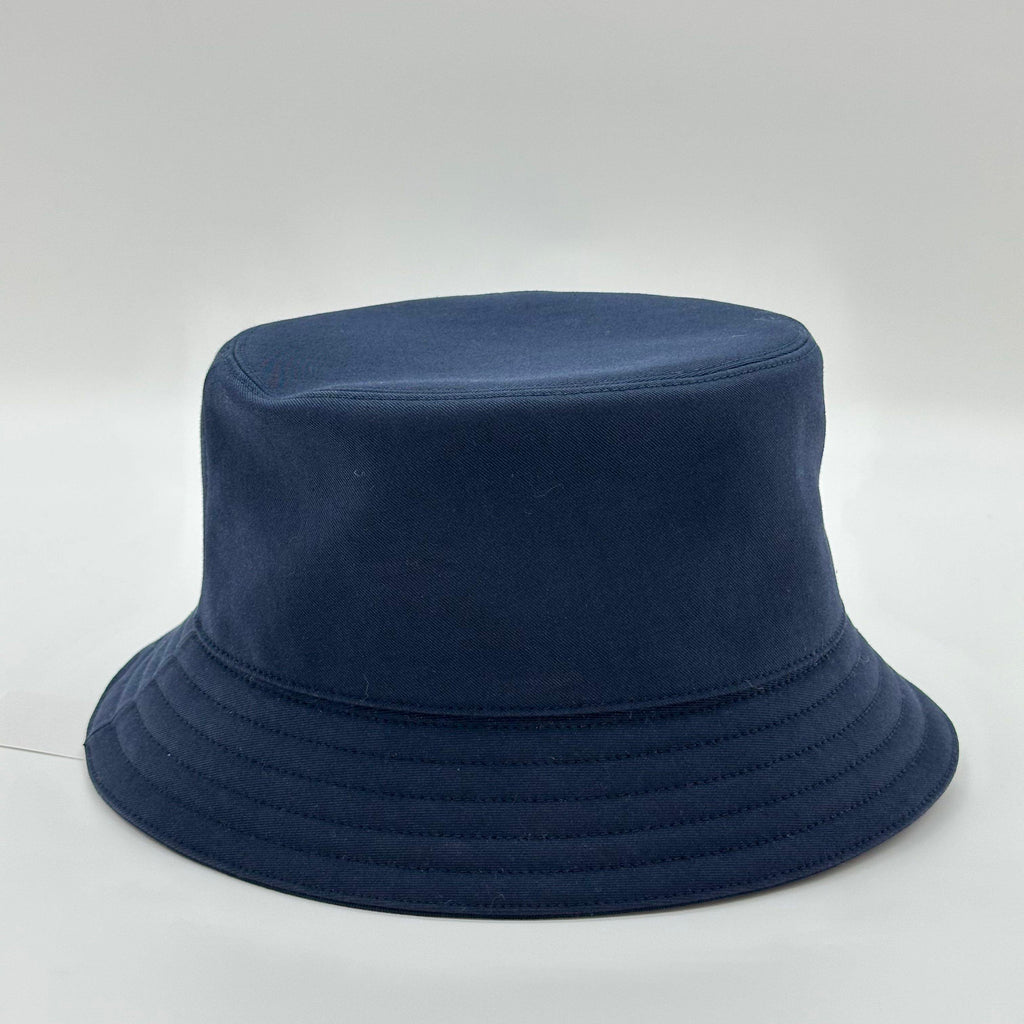 Hermes Fred H Navy Blue Cotton Bucket Hat Size 58 100%Cotton