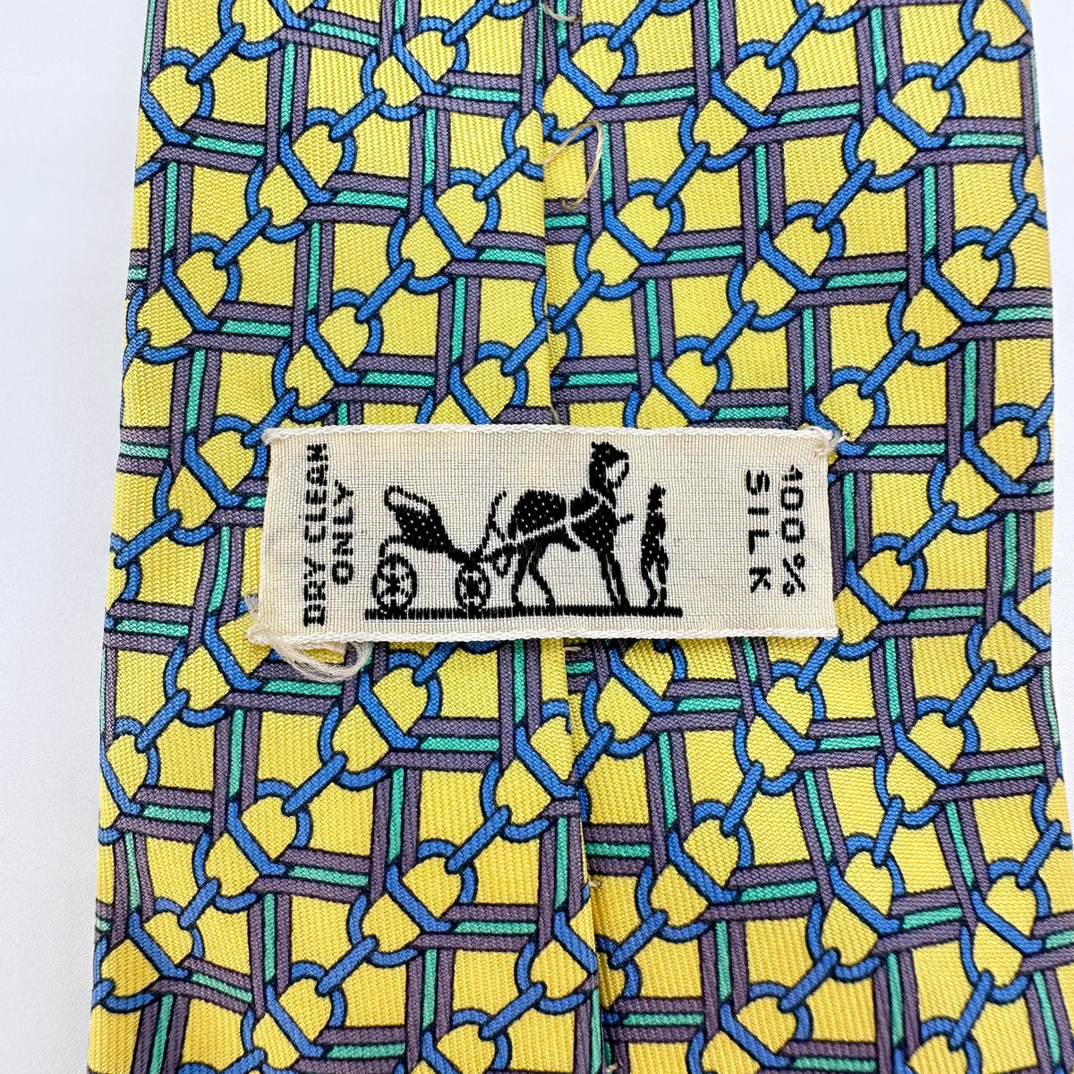 Hermes Motif Silk Tie Vintage Necktie 100%Silk