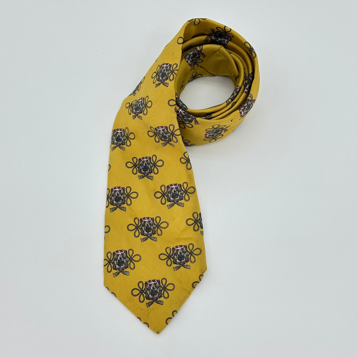 Hermès Hermes Vintage Silk Tie Lamp Motif Print Yellow 100%Silk