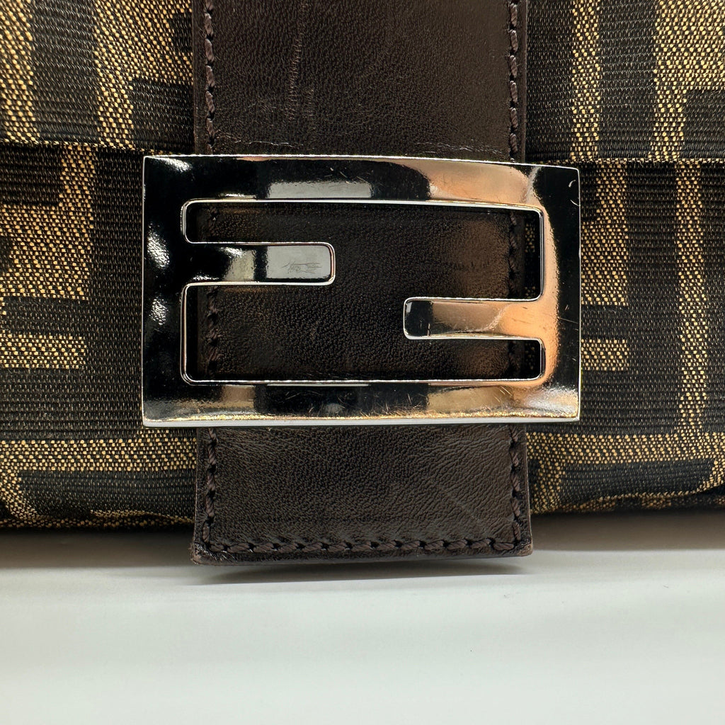 Fendi Zucca Canvas Mamma Baguette Medium Brown Shoulder Bag