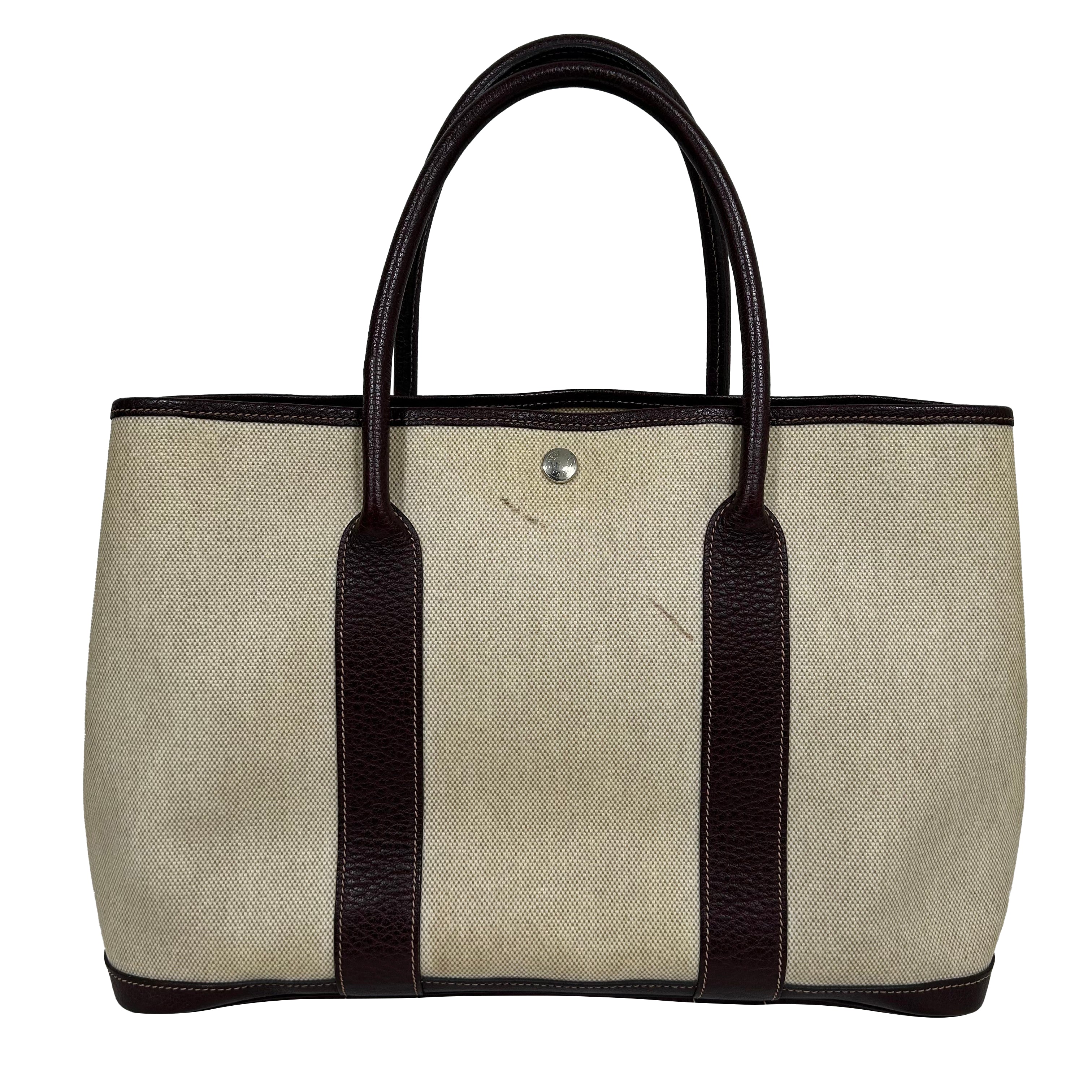Hermes Garden Party 36 PM Canvas Tote Bag Capacity Shoulder Bag