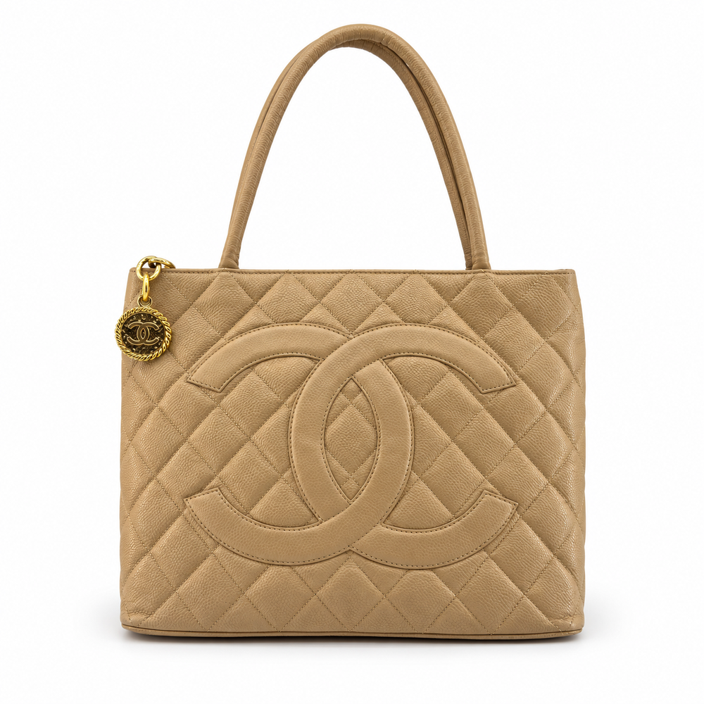 Chanel Reissue Caviar Leather Tote Bag Beige Gold Hardware 7 Series