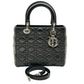 christian dior cannage lady dior leather 2 way handbag black