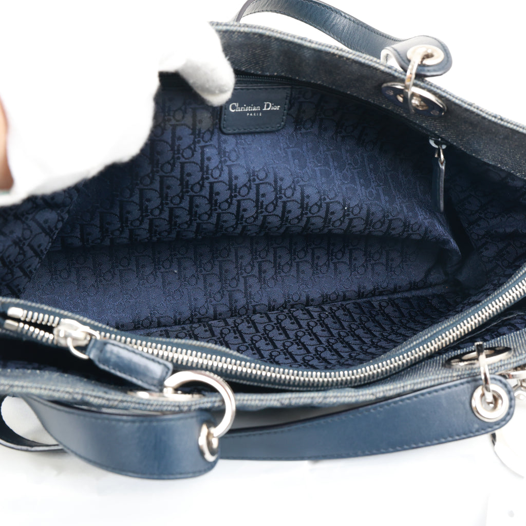 Christian Dior Denim Cannage Tote Bag Shoulder Bag