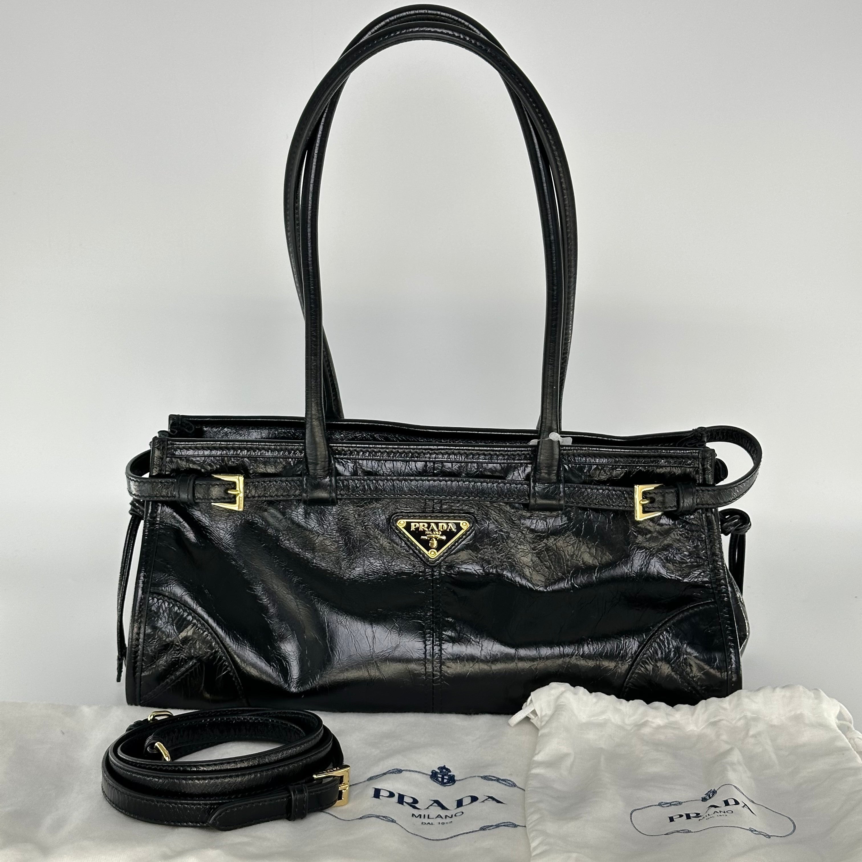 Prada Bonnie Calfskin Leather Handbag Shoulder Bag Crossbody Medium