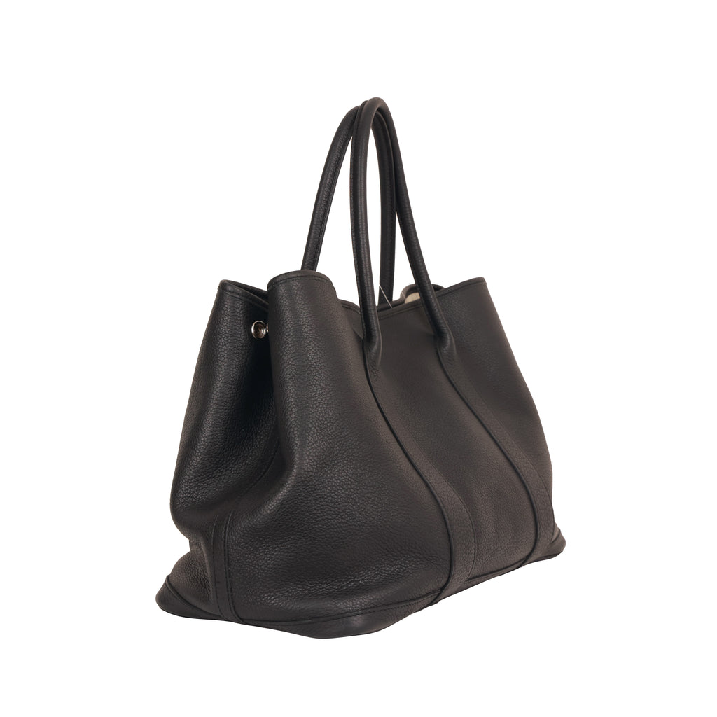 Hermes Garden Party 36 PM Black Canvas Tote Bag □O Stamp Restored Color Touch Up