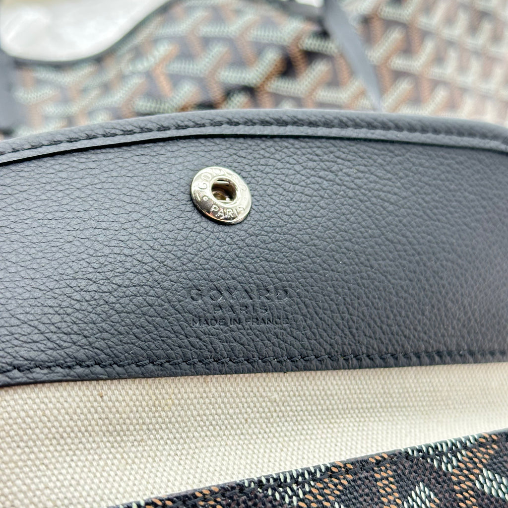 Goyard Saint Louis PM 手提包黑色 Monogram 帆布 PVC 皮革单肩购物袋