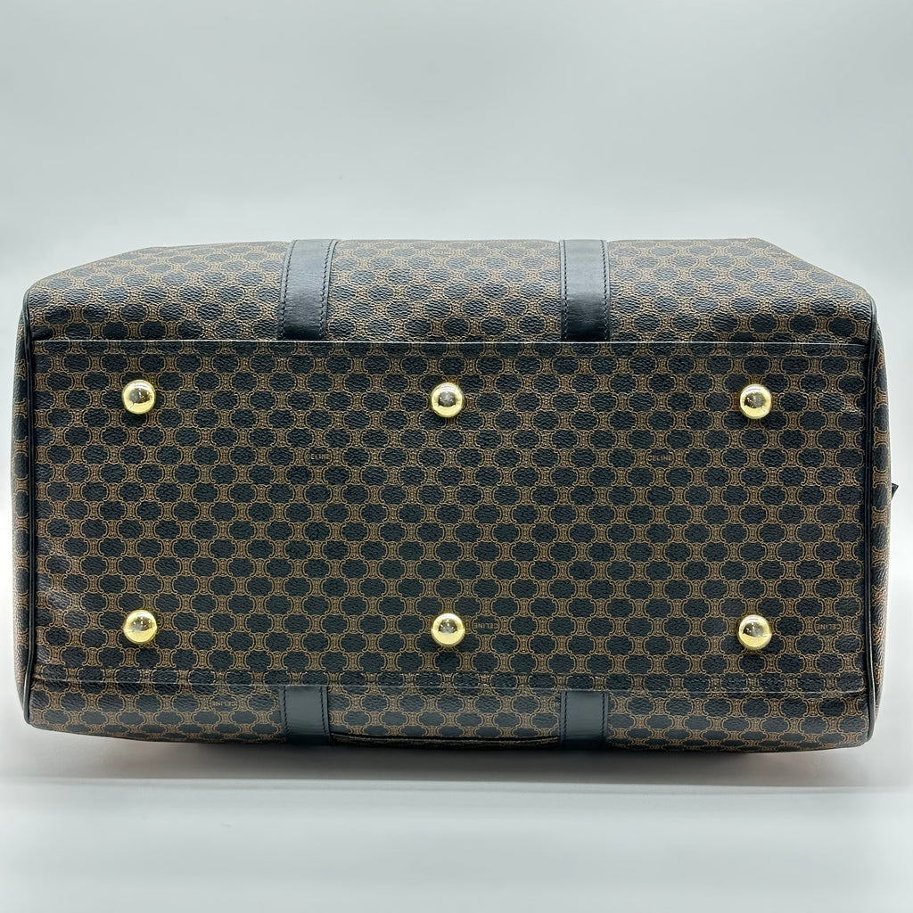 vintage celine black macadam large boston bag travel bag unisex