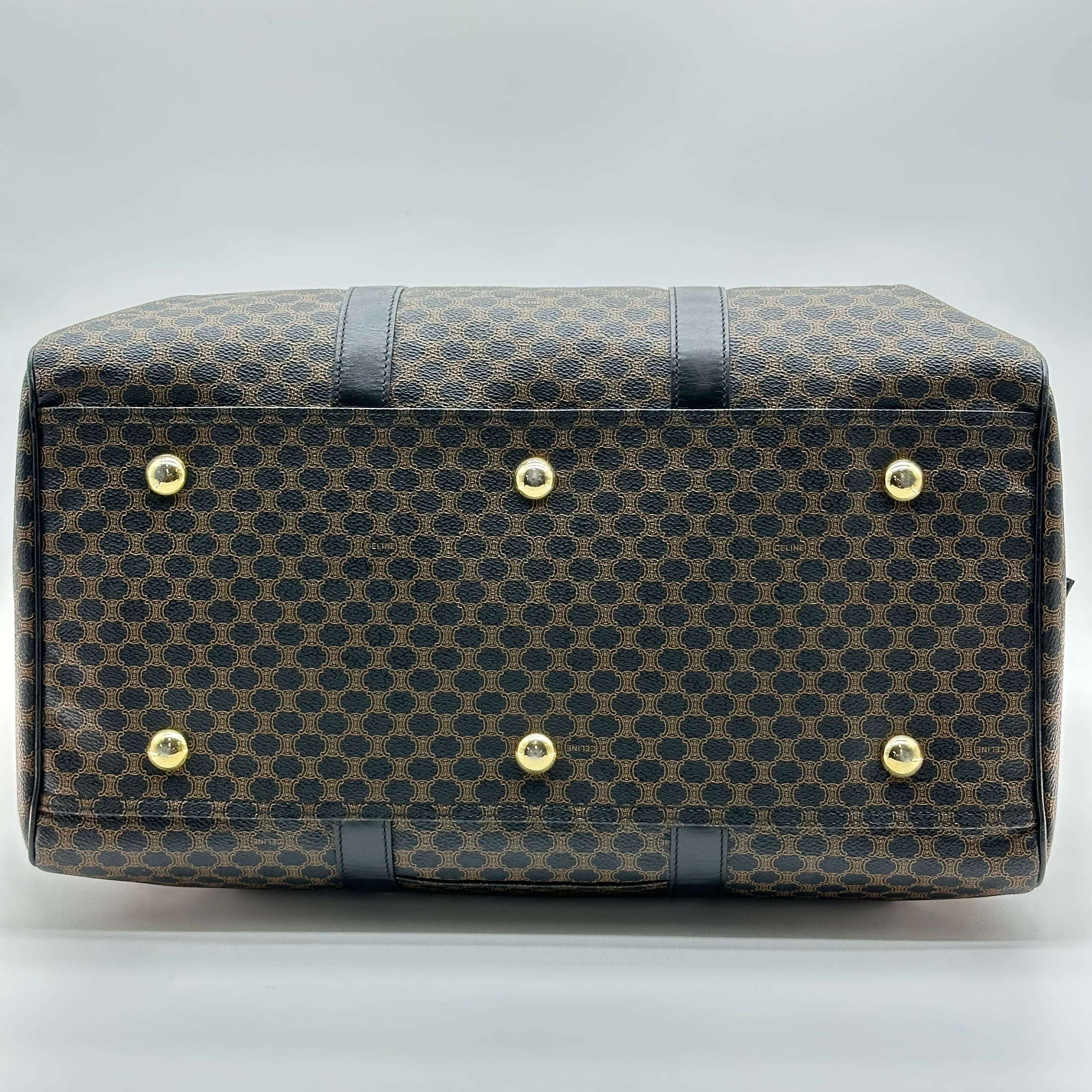 vintage celine black macadam large boston bag travel bag unisex