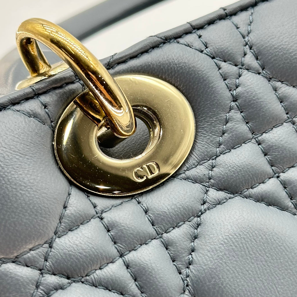 Christian Dior Lambskin Small My ABCDior Lady Dior Grey