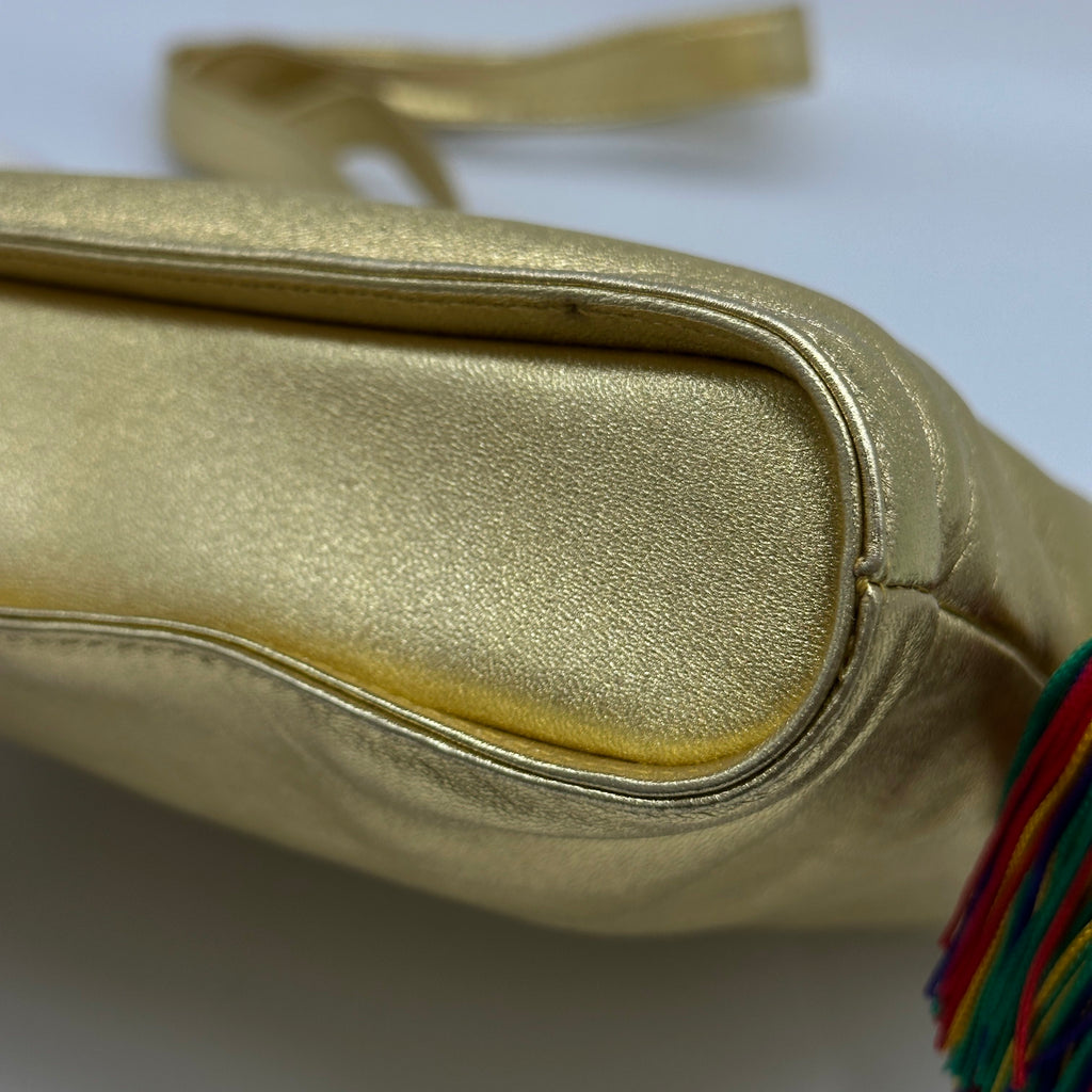 Loewe Nappa Leather Anagram Fringe Gold Shoulder Bag