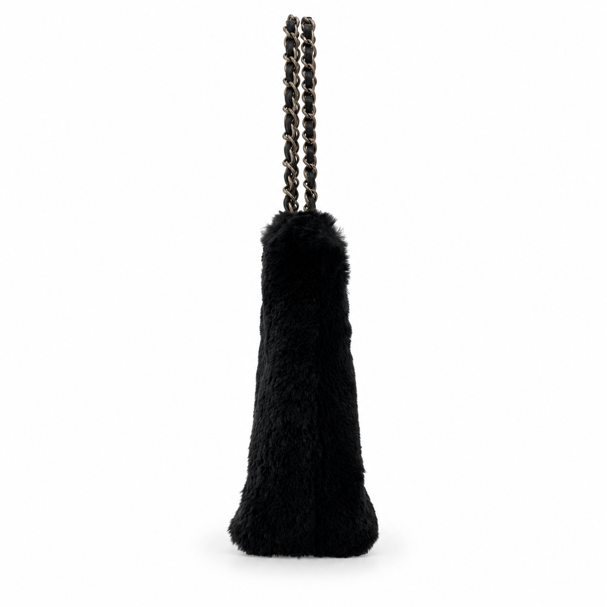 ▼JAPAN ONLY▼CHANEL Rabbit Fur Chain Tote Bag with CC Logo Black 6XXXXXX