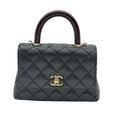 CHANEL Matelassé Coco Handle XXS Caviar Skin Black GD Hardware Handbag