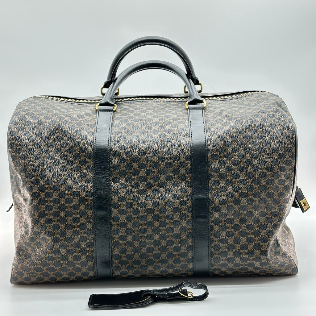 vintage celine black macadam large boston bag travel bag unisex
