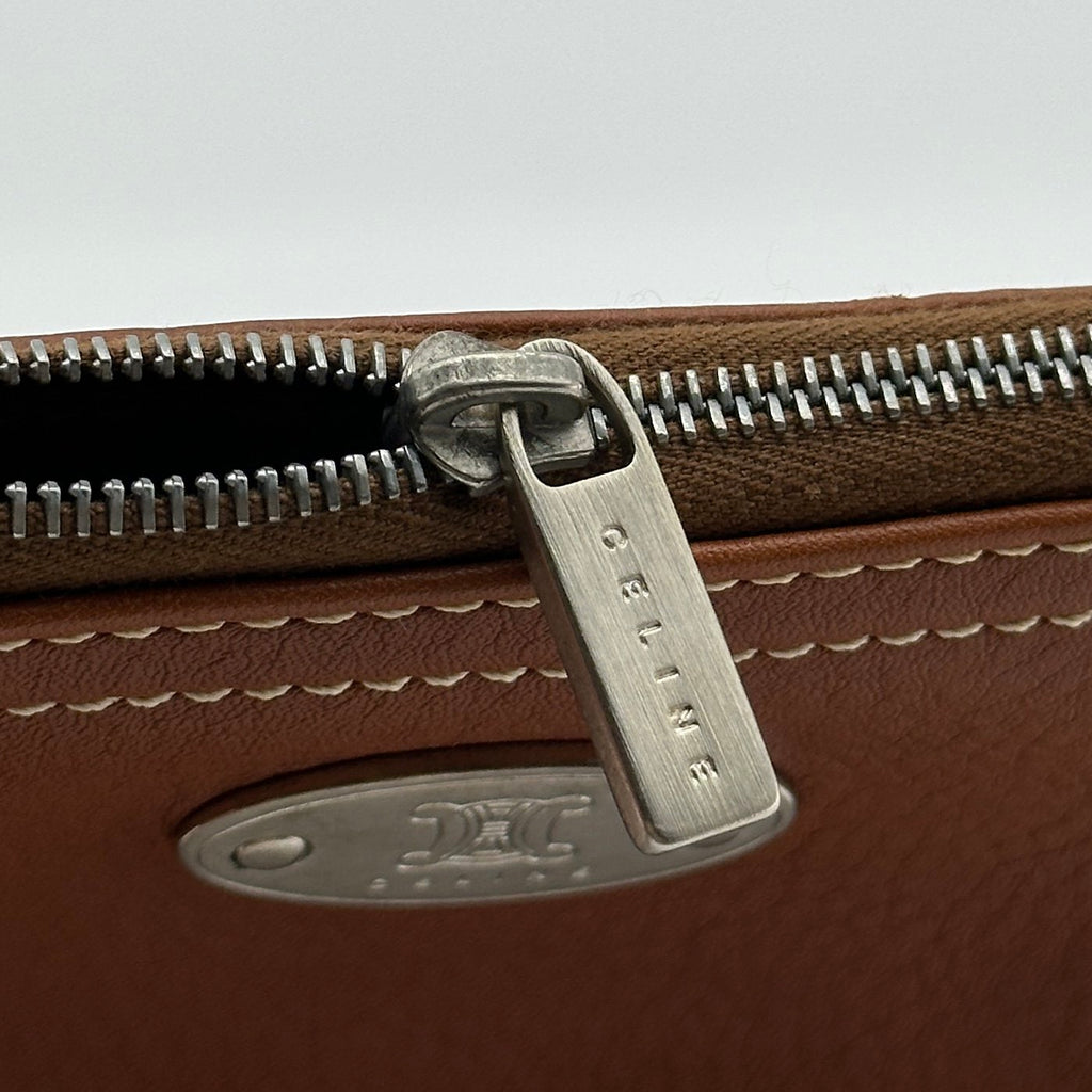 Celine Leather Macadam Logo Brown Coin Case