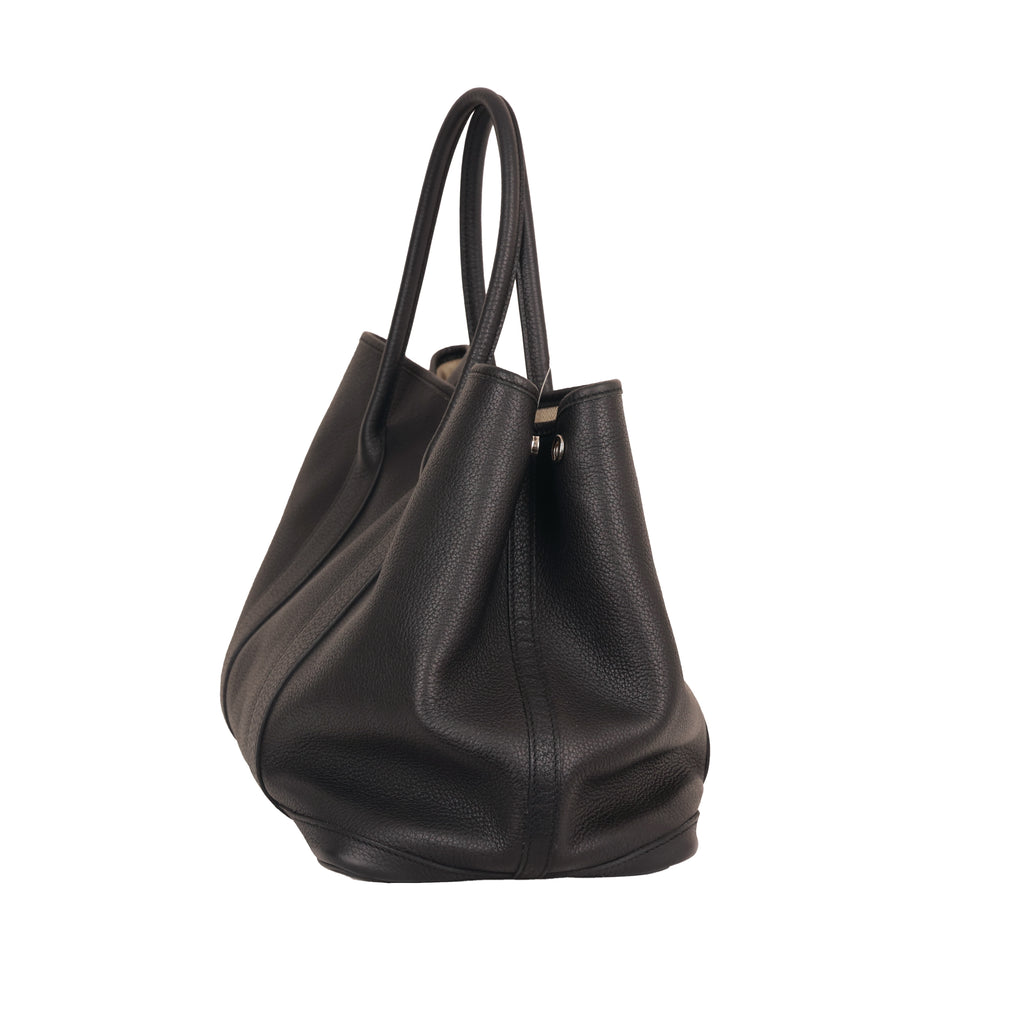 Hermes Garden Party 36 PM Black Canvas Tote Bag □O Stamp Restored Color Touch Up