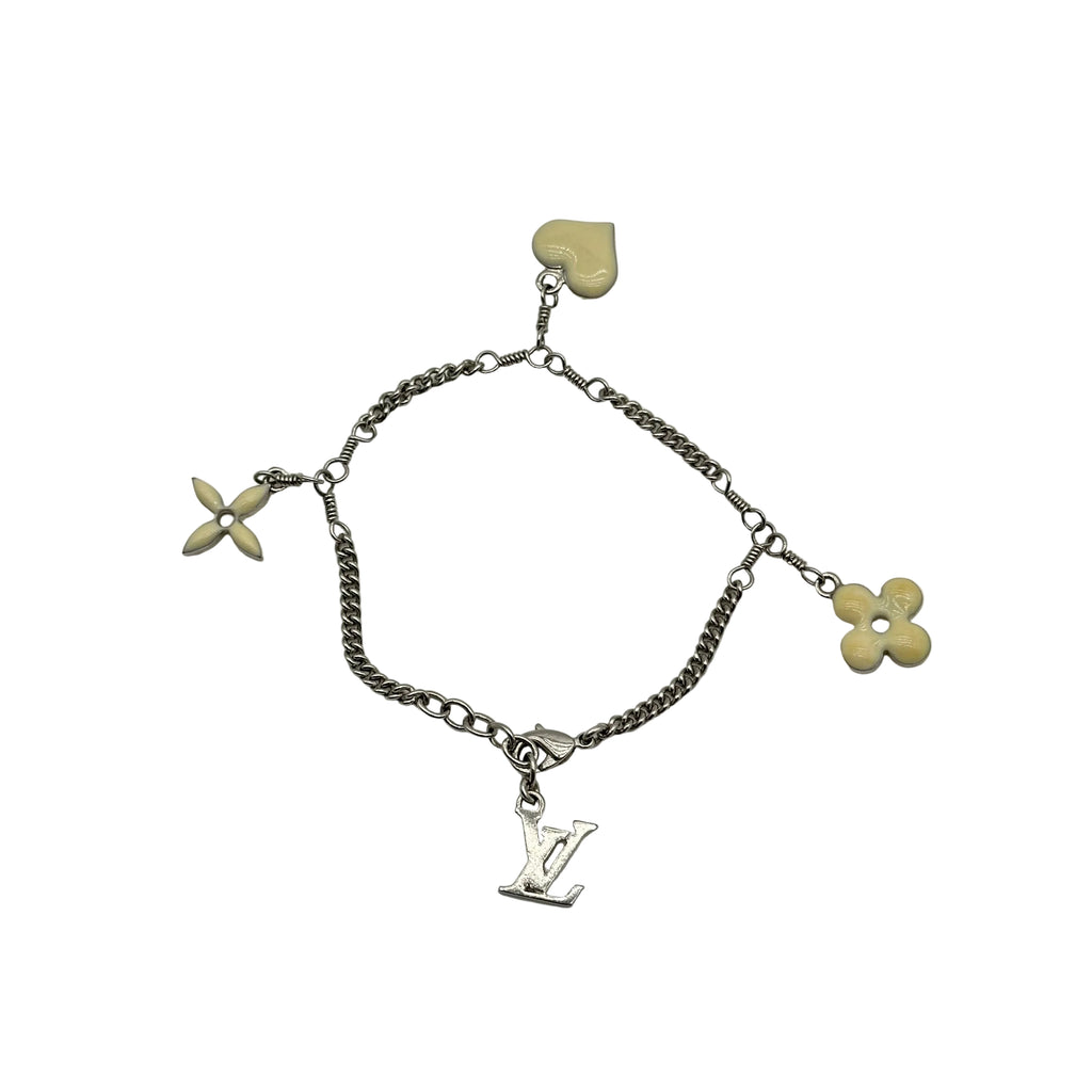 LOUIS VUITTON Bracelet Sweet Monogram M65476 Argent blanc méta