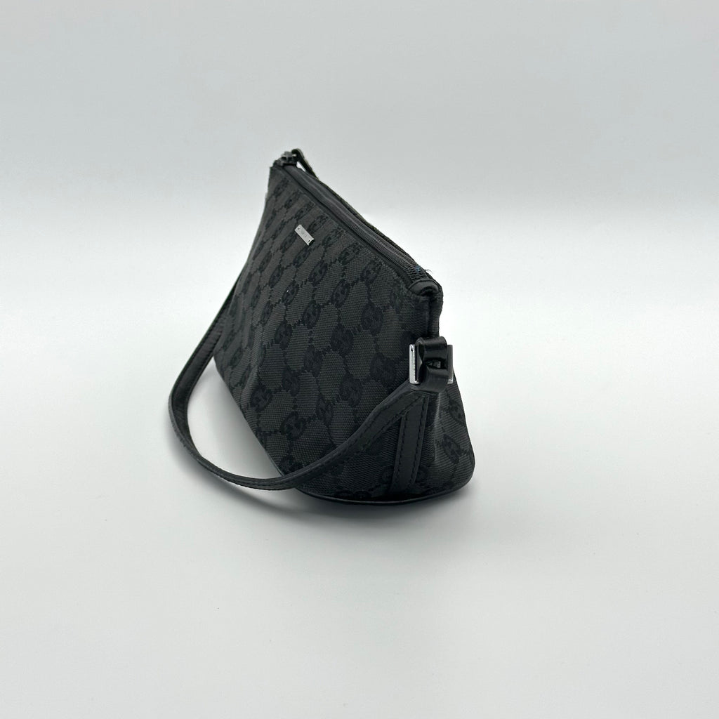 Gucci GG Monogram Black Boat Pochette Handbag