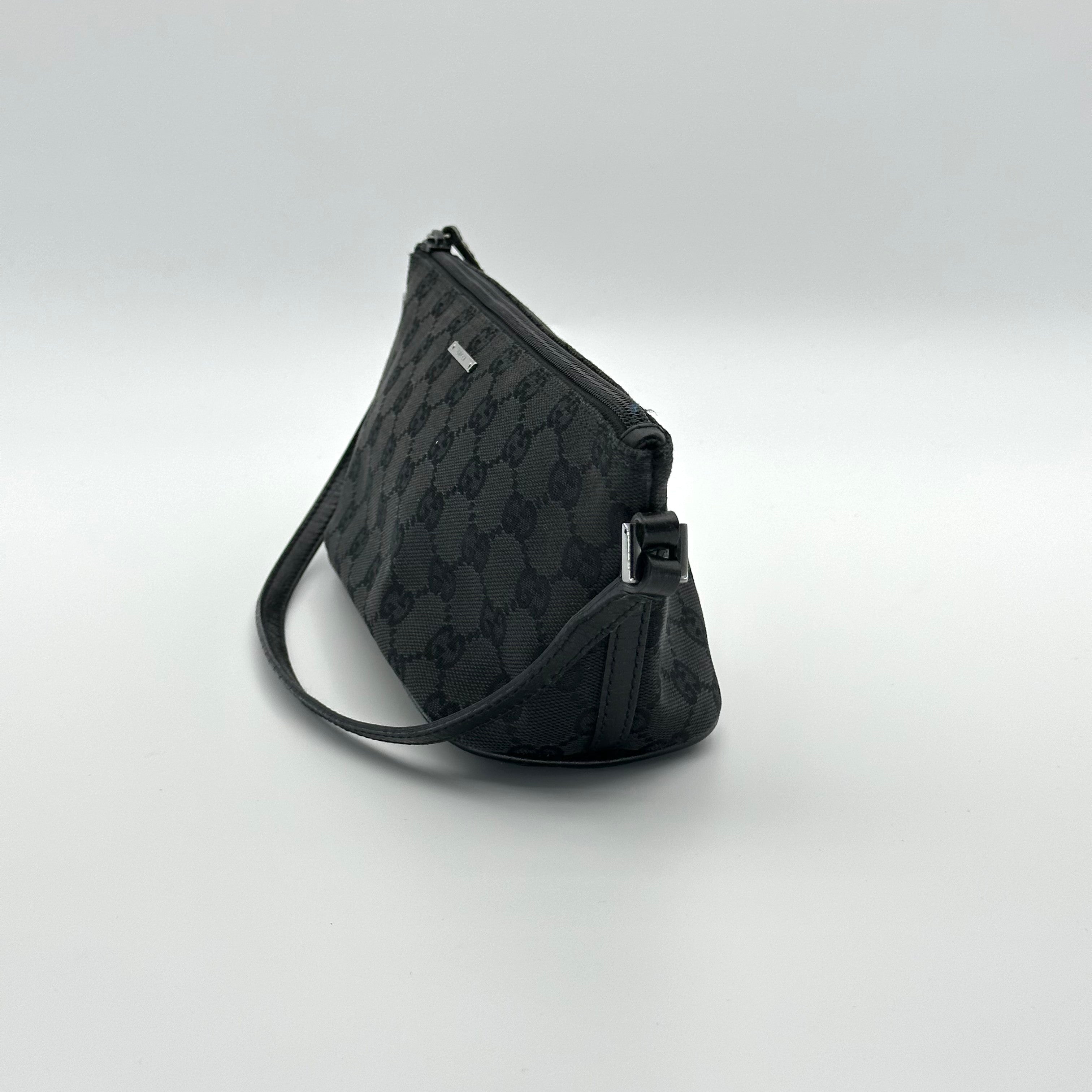 Gucci GG Monogram Black Boat Pochette Handbag