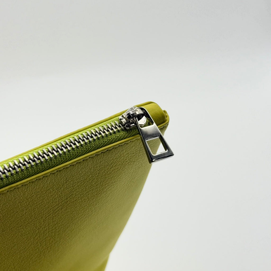 loewe mini pouch lime green leather