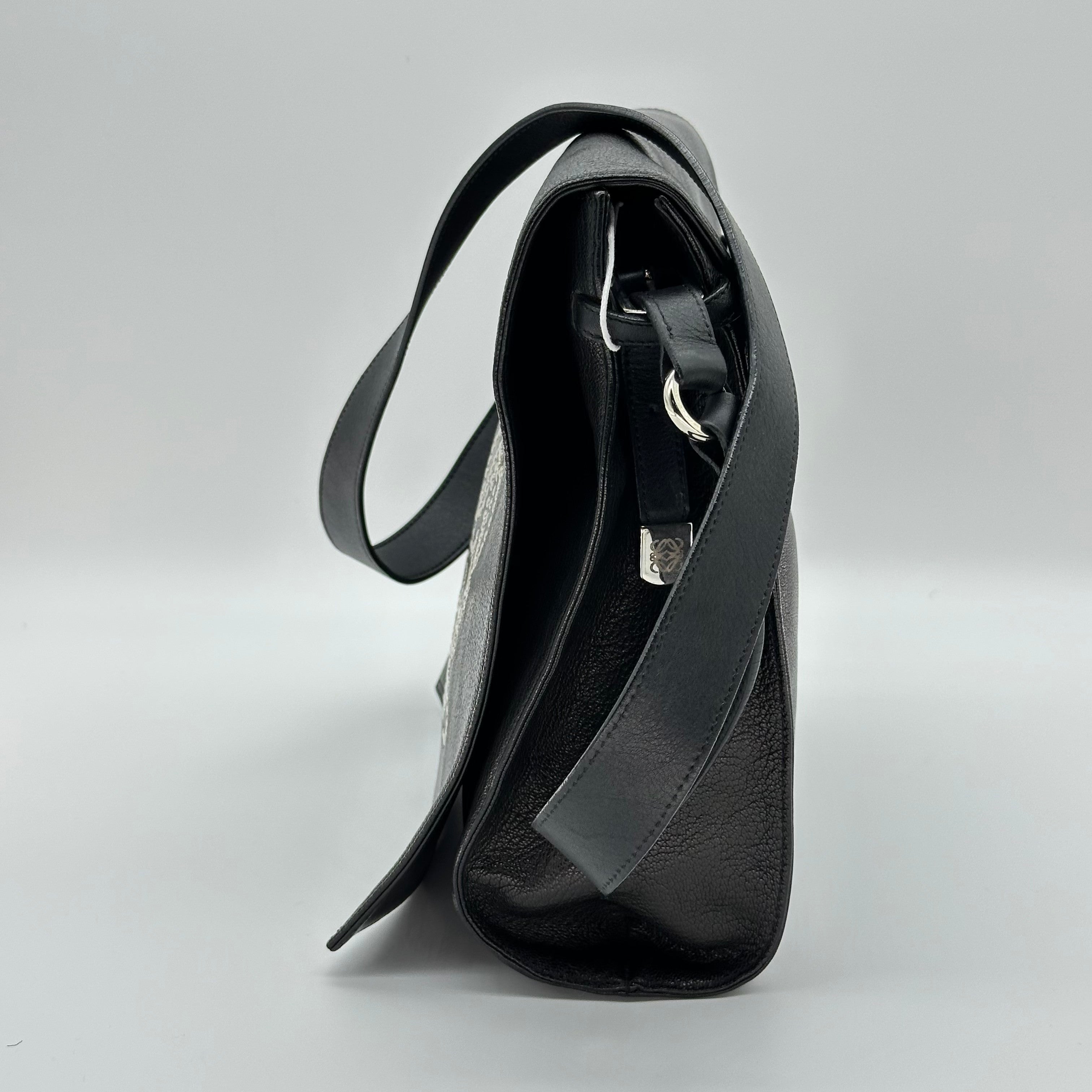 Loewe Anagram Studded Leather Shoulder Bag Black