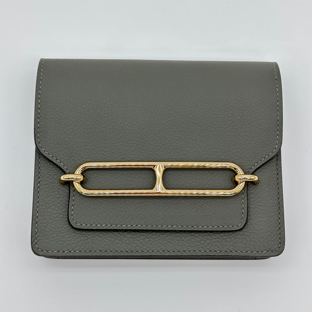 Hermès Roulis Slim Geldbörse Gris Meyer Evercolor Permabrass Hardware Z Stamp