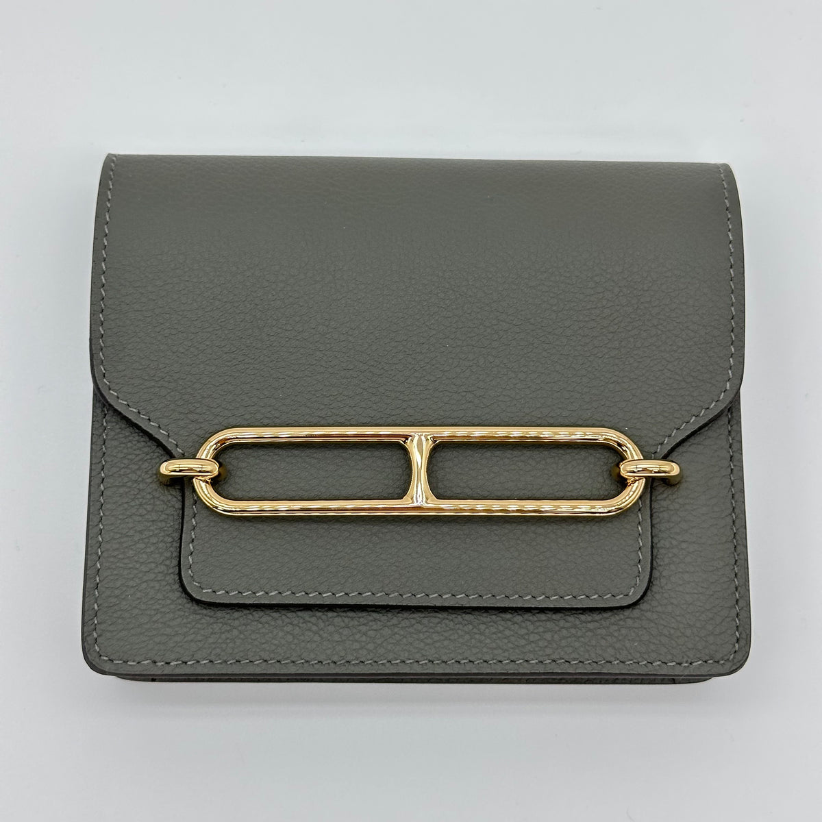Hermès Roulis Slim Geldbörse Gris Meyer Evercolor Permabrass Hardware Z Stamp
