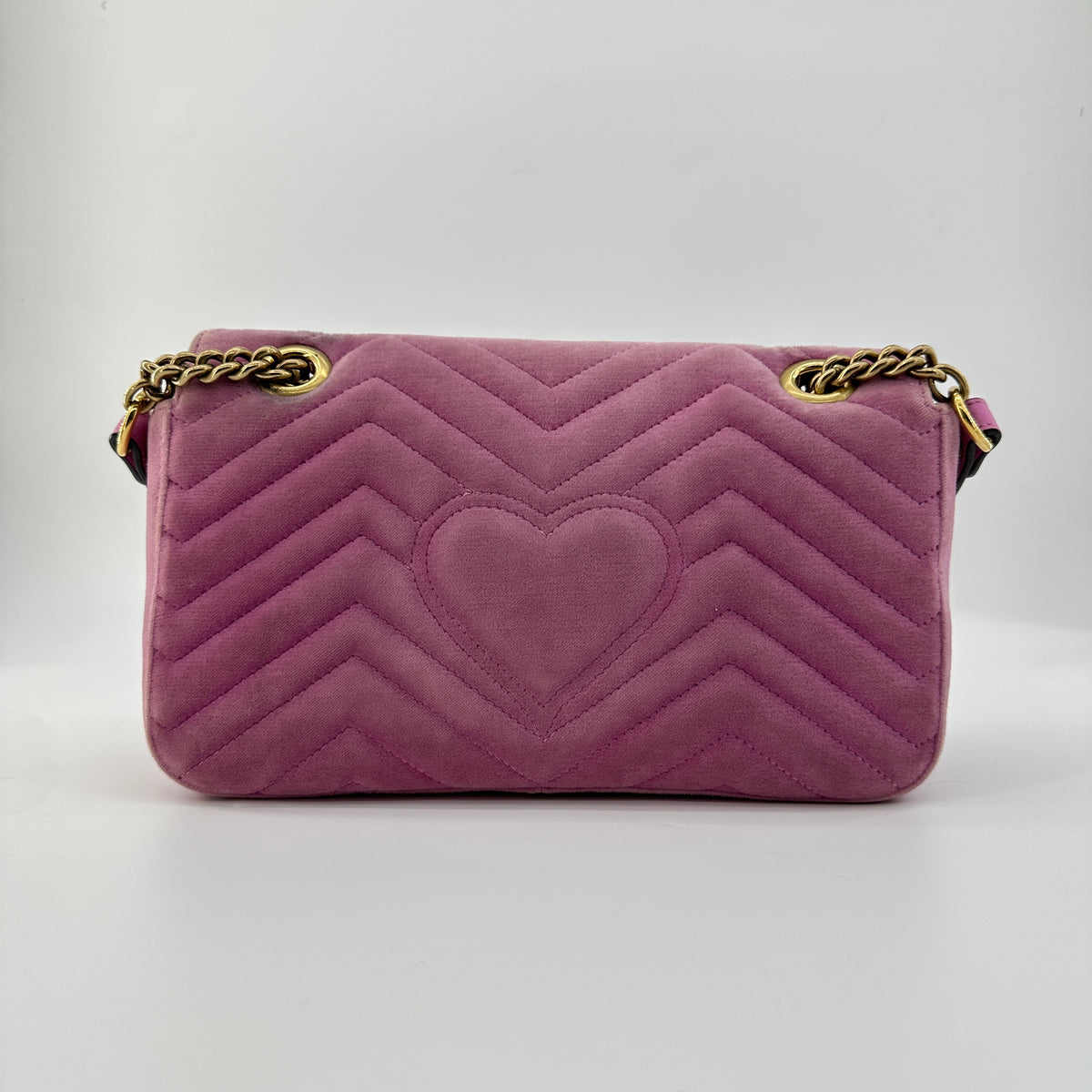 Gucci GG Marmont Velvet Crystal Shoulder Bag Pink 443497