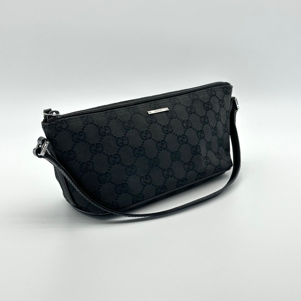 Gucci GG Monogram Black Boat Pochette Handbag