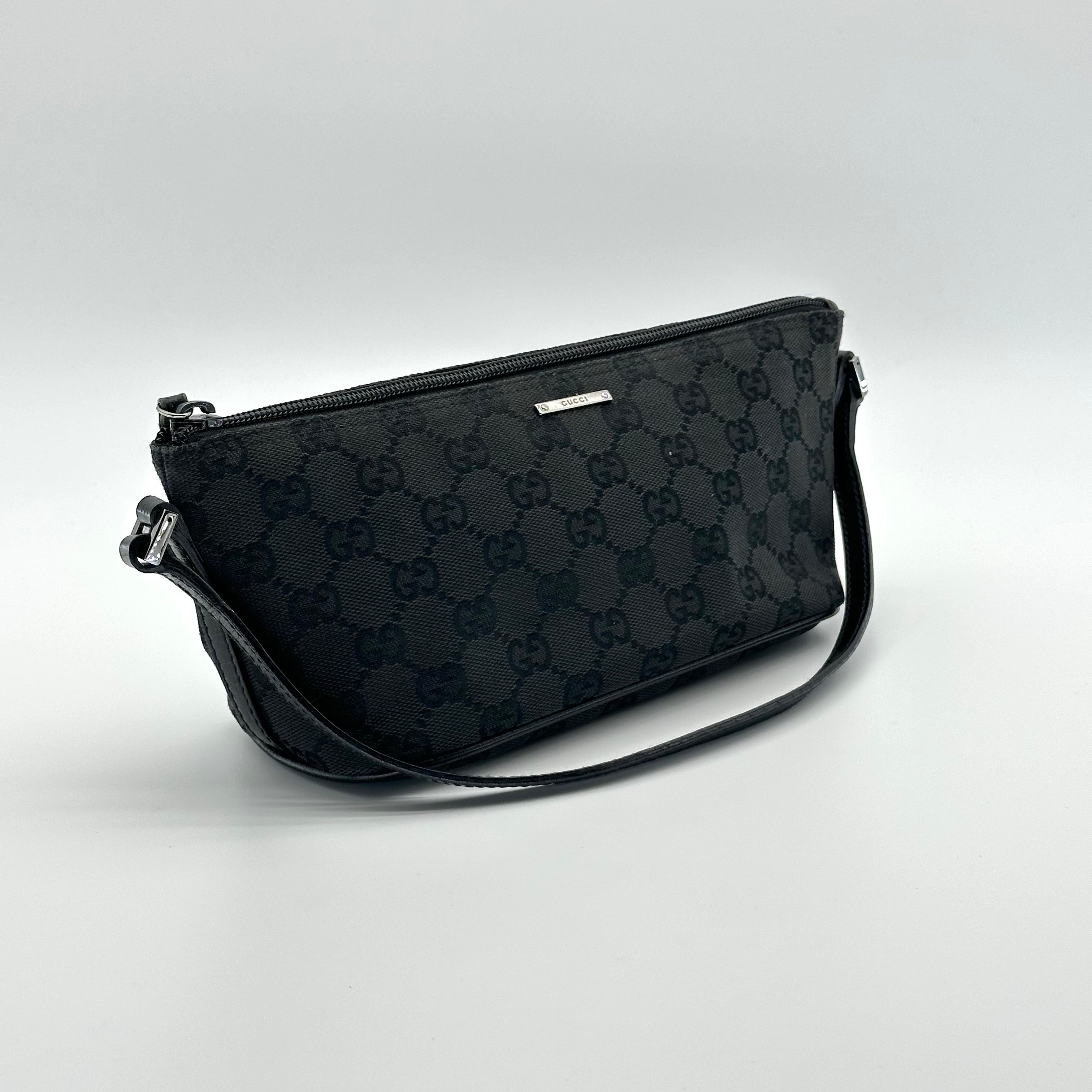 Gucci GG Monogram Black Boat Pochette Handbag